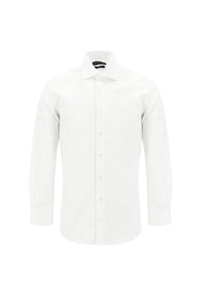 Beyaz Uzun Kol Slim Fit Dar Kesim Klasik Desenli Pamuk Gömlek