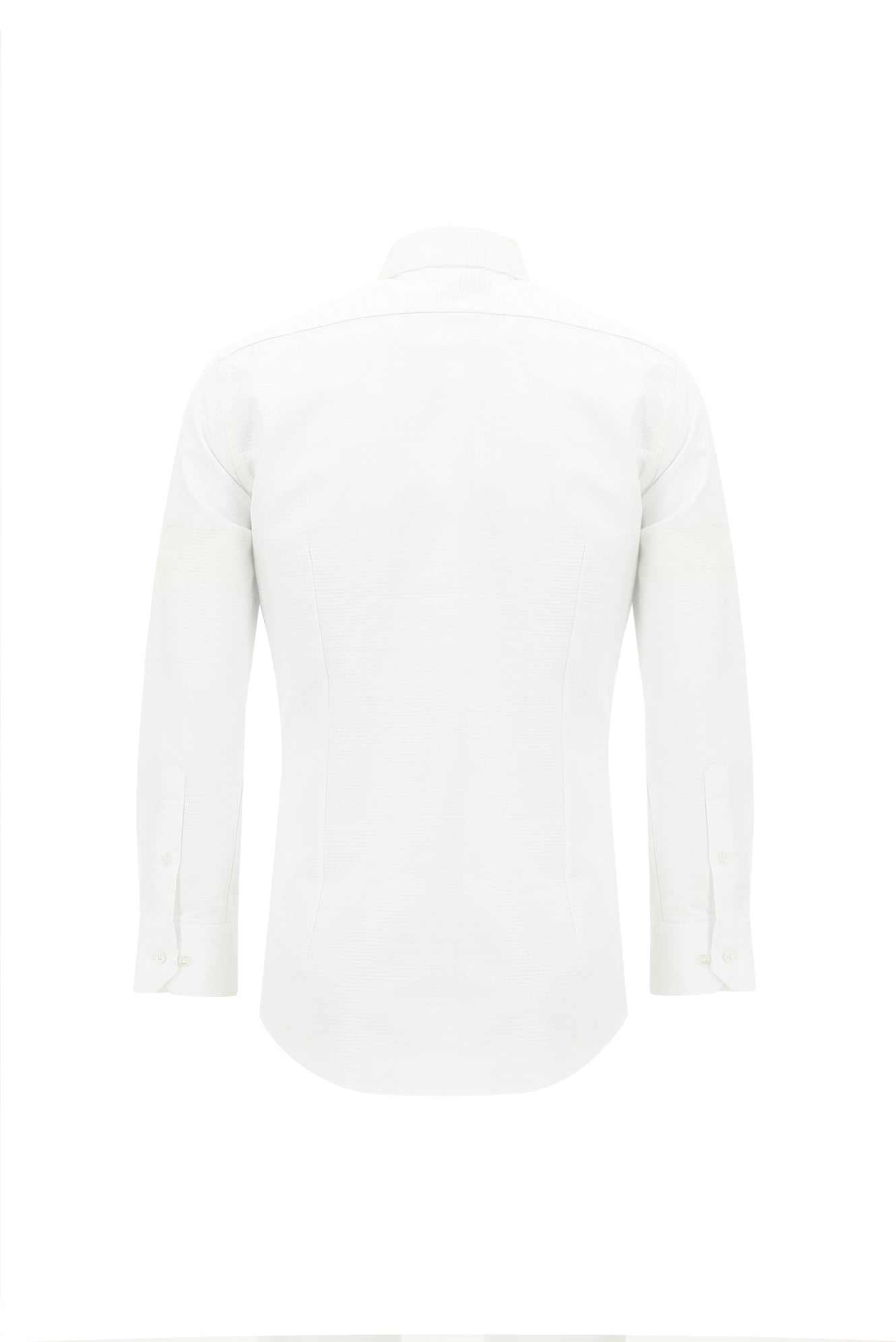 Beyaz Uzun Kol Slim Fit Dar Kesim Klasik Desenli Pamuk Gömlek