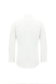 Beyaz Uzun Kol Slim Fit Dar Kesim Klasik Desenli Pamuk Gömlek