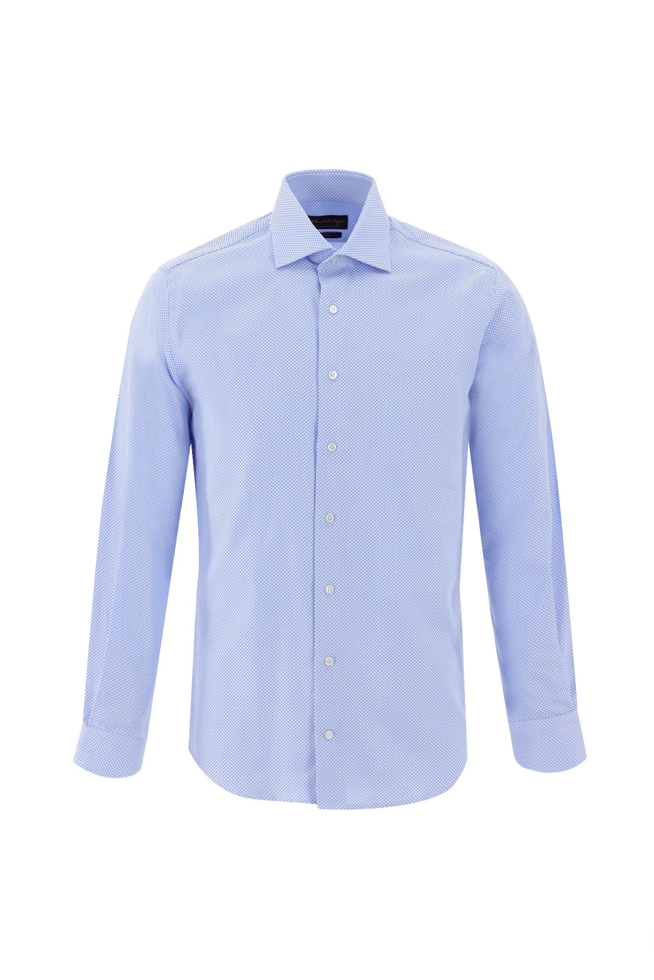 Koyu Mavi  Uzun Kol Slim Fit Dar Kesim Klasik Desenli Pamuk Gömlek