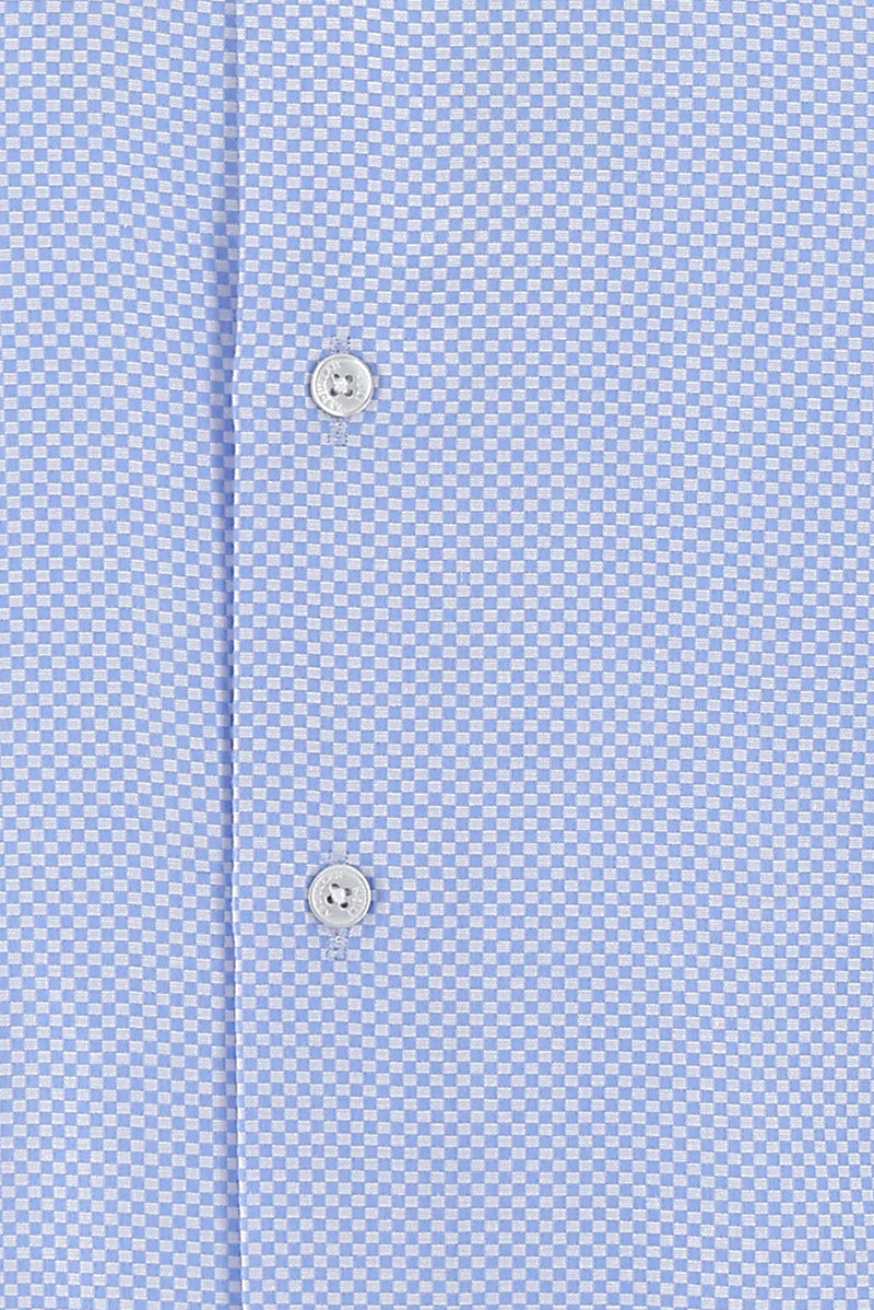 Koyu Mavi  Uzun Kol Slim Fit Dar Kesim Klasik Desenli Pamuk Gömlek