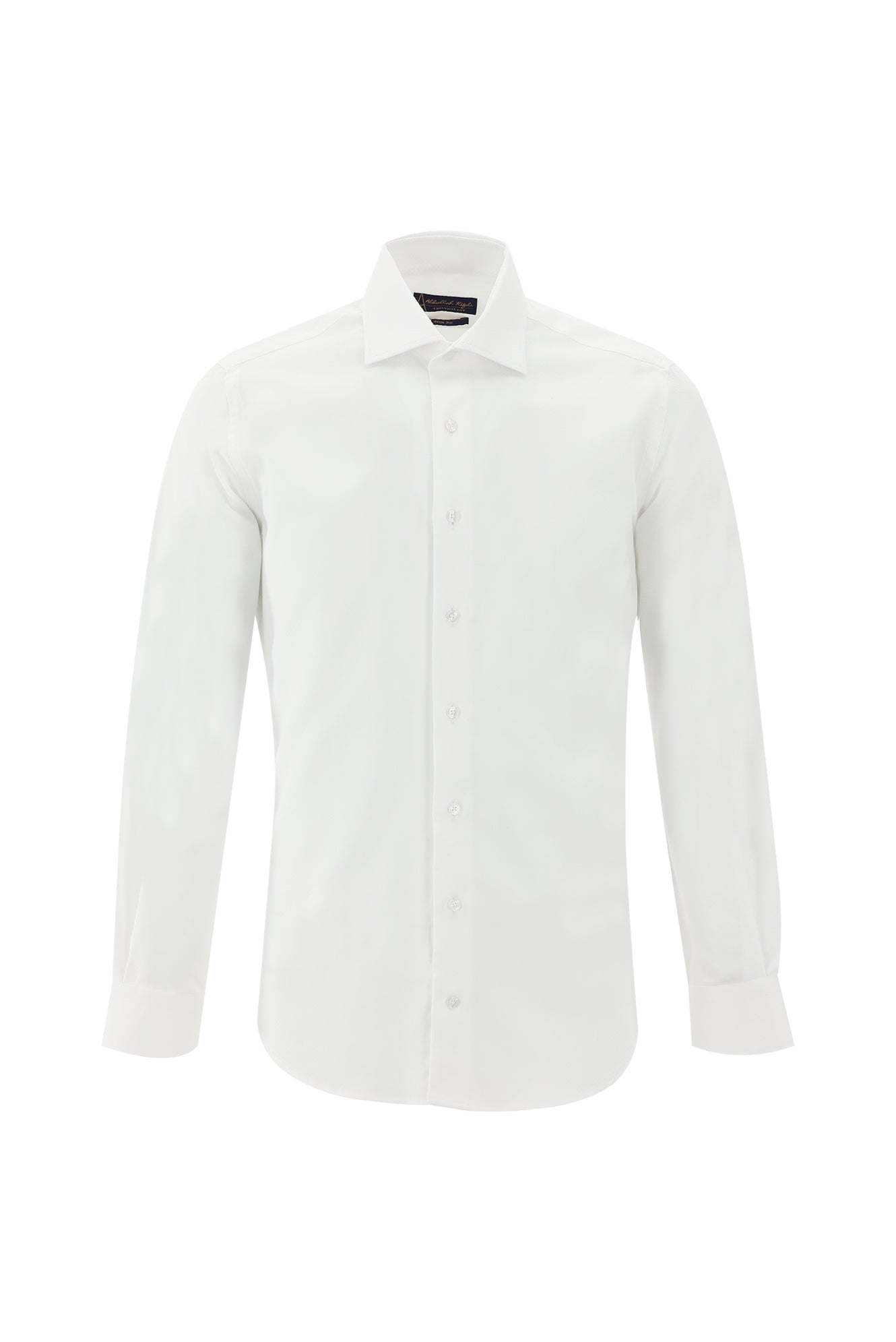 Beyaz Uzun Kol Slim Fit Dar Kesim Klasik Desenli Pamuk Gömlek