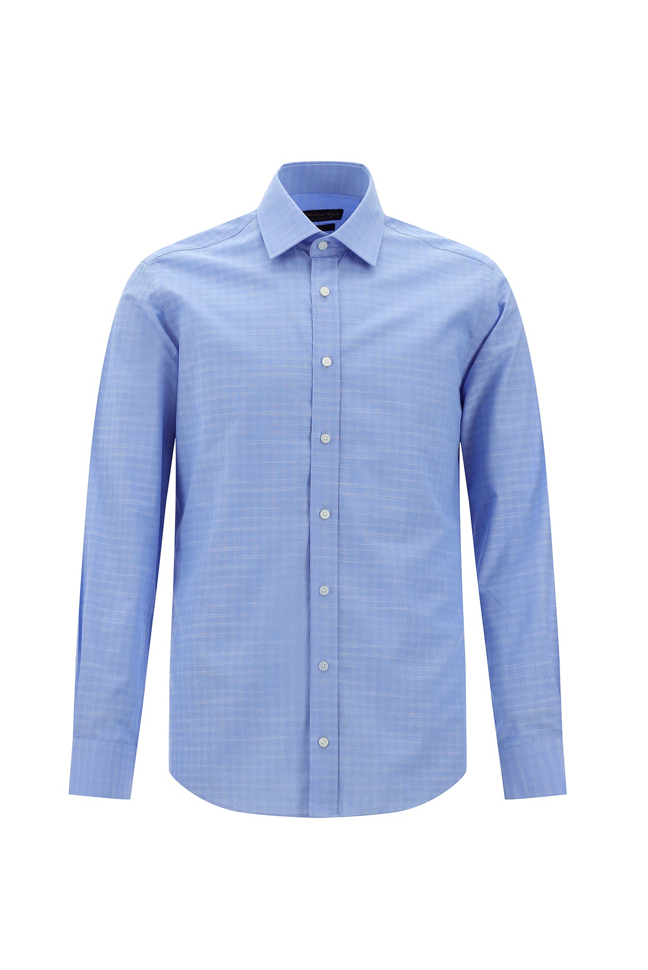 Koyu Mavi  Uzun Kol Slim Fit Dar Kesim Klasik Desenli Pamuk Gömlek