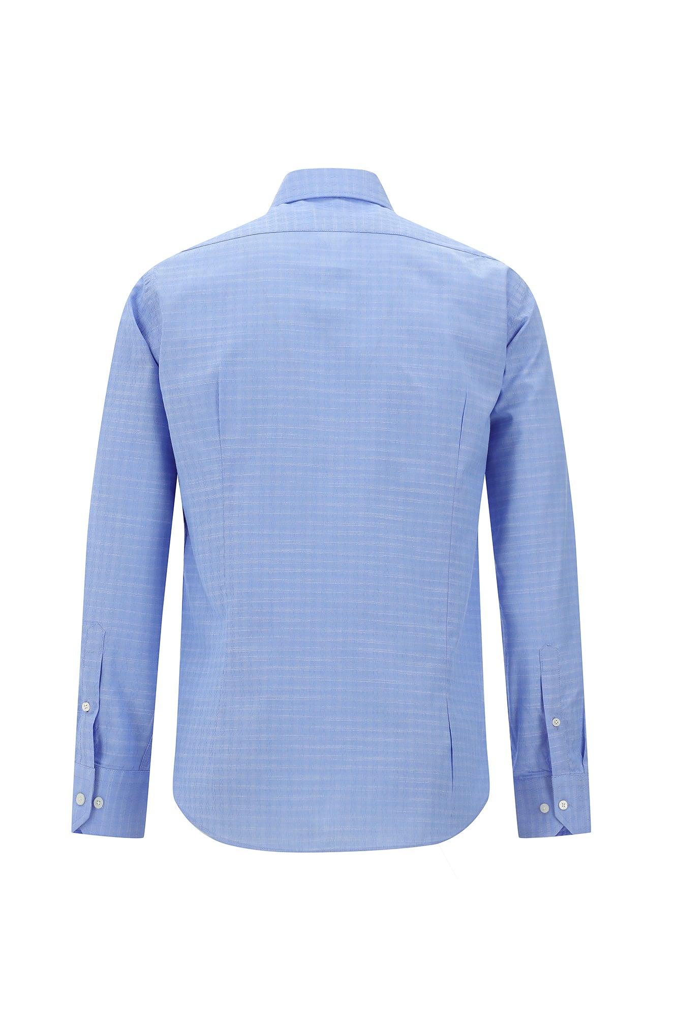 Koyu Mavi  Uzun Kol Slim Fit Dar Kesim Klasik Desenli Pamuk Gömlek