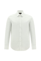 Beyaz Uzun Kol Slim Fit Dar Kesim Klasik Desenli Pamuk Gömlek