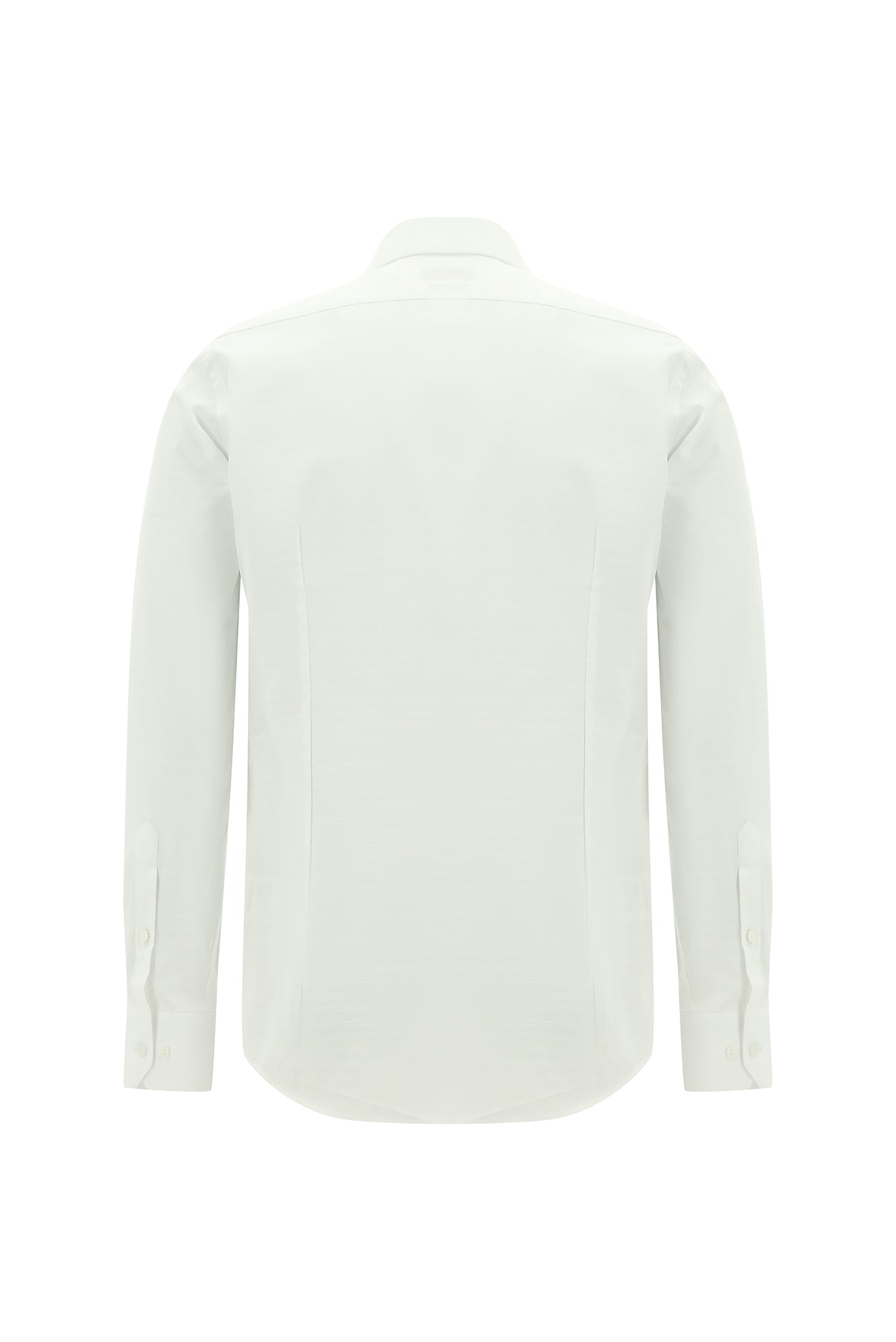 Beyaz Uzun Kol Slim Fit Dar Kesim Klasik Desenli Pamuk Gömlek