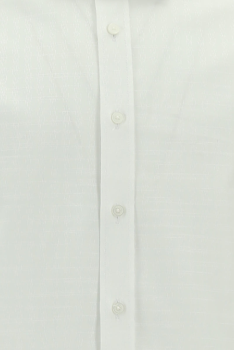 Beyaz Uzun Kol Slim Fit Dar Kesim Klasik Desenli Pamuk Gömlek