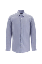 Koyu Mavi  Uzun Kol Slim Fit Dar Kesim Klasik Desenli Pamuk Gömlek