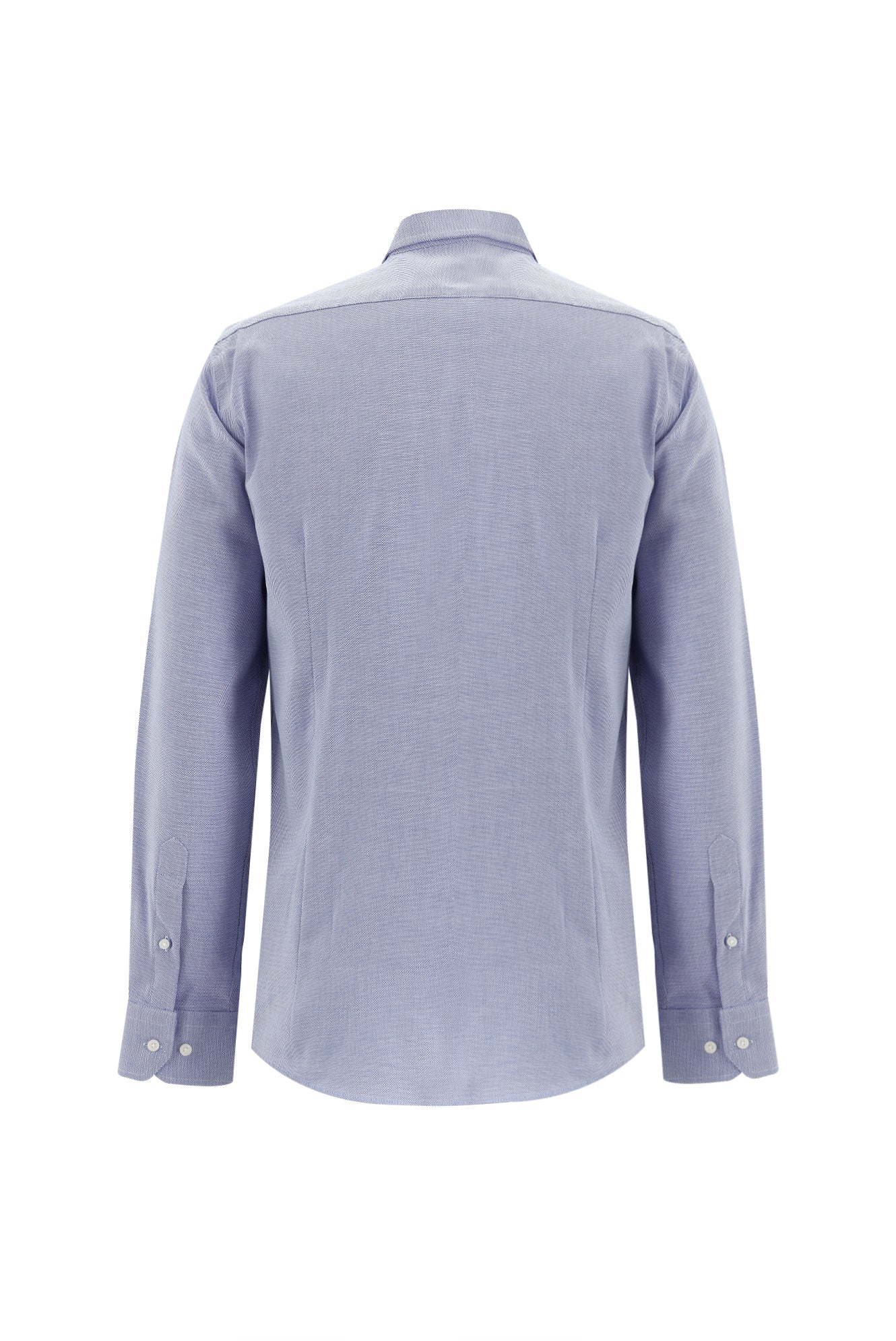 Koyu Mavi  Uzun Kol Slim Fit Dar Kesim Klasik Desenli Pamuk Gömlek