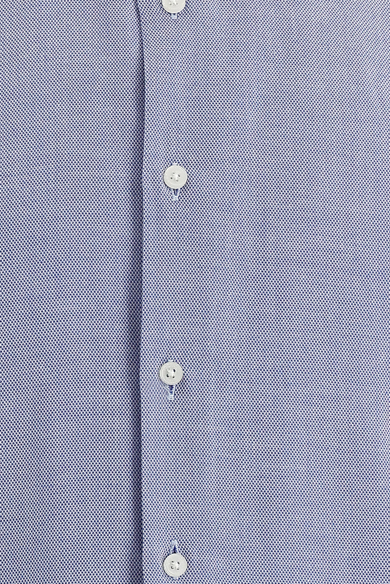 Koyu Mavi  Uzun Kol Slim Fit Dar Kesim Klasik Desenli Pamuk Gömlek