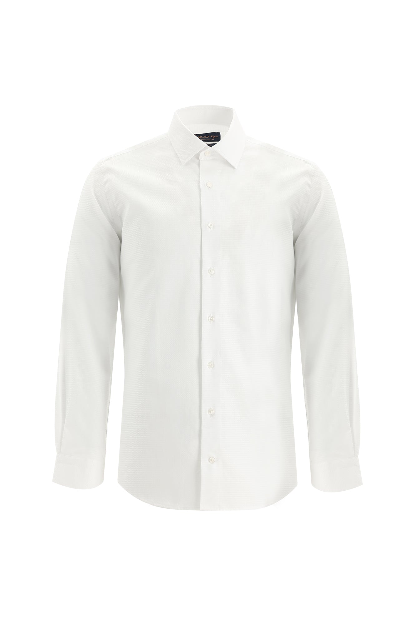 Beyaz Uzun Kol Slim Fit Dar Kesim Oxford Klasik Desenli Pamuk Gömlek