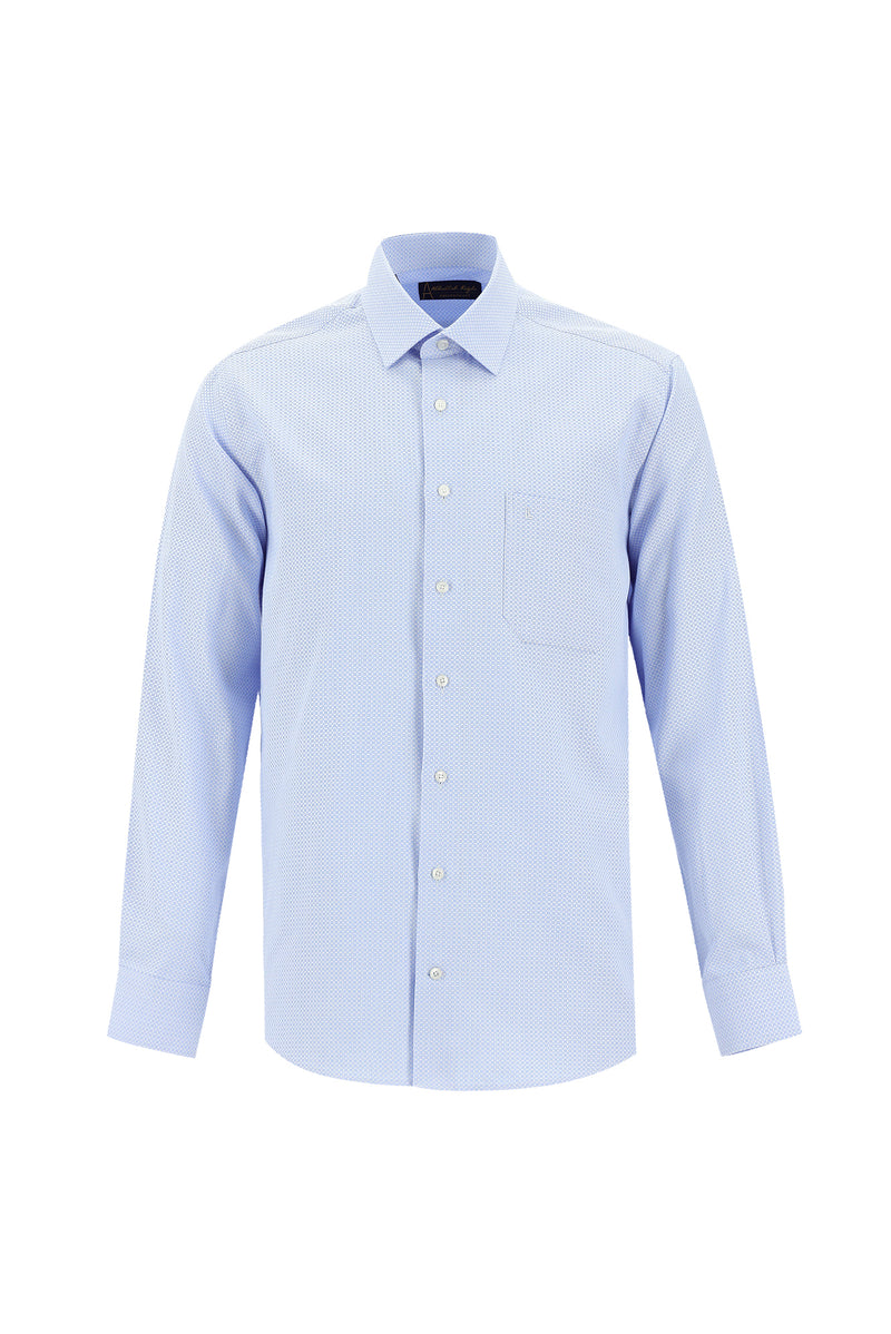 Koyu Mavi  Uzun Kol Klasik Desenli Pamuk Gömlek