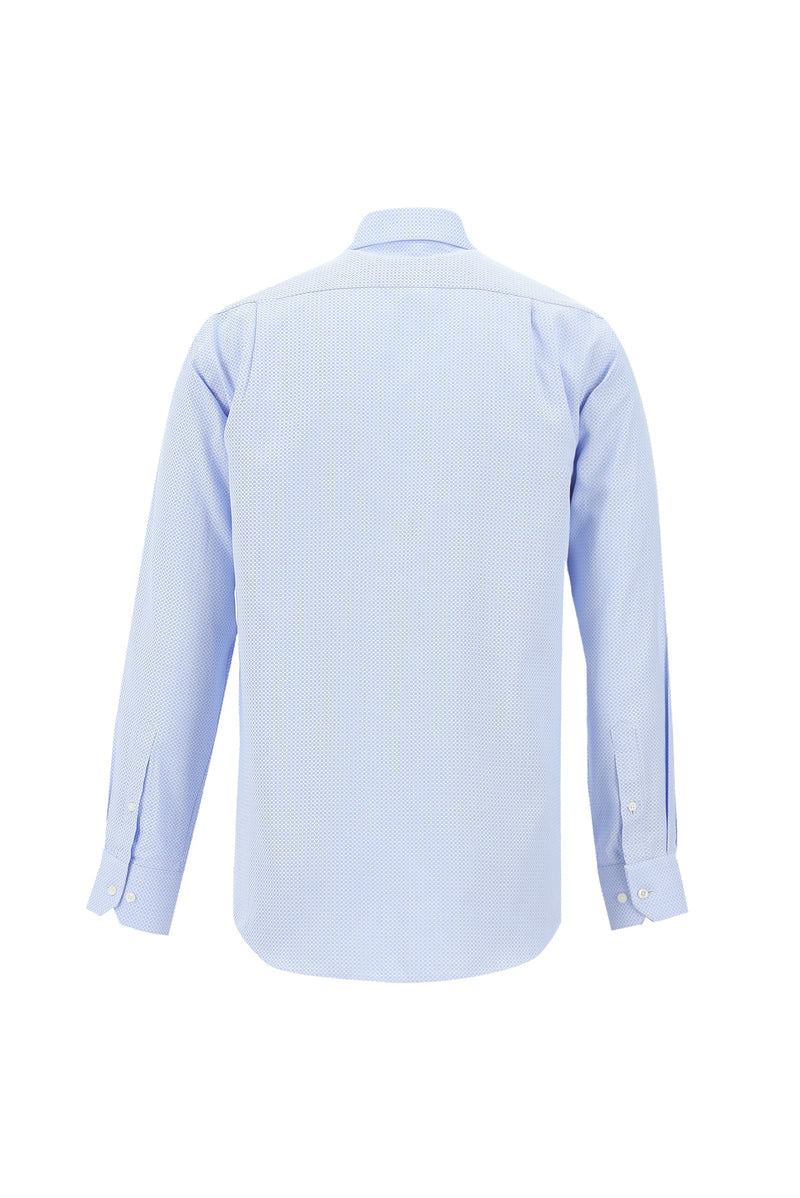 Koyu Mavi  Uzun Kol Klasik Desenli Pamuk Gömlek