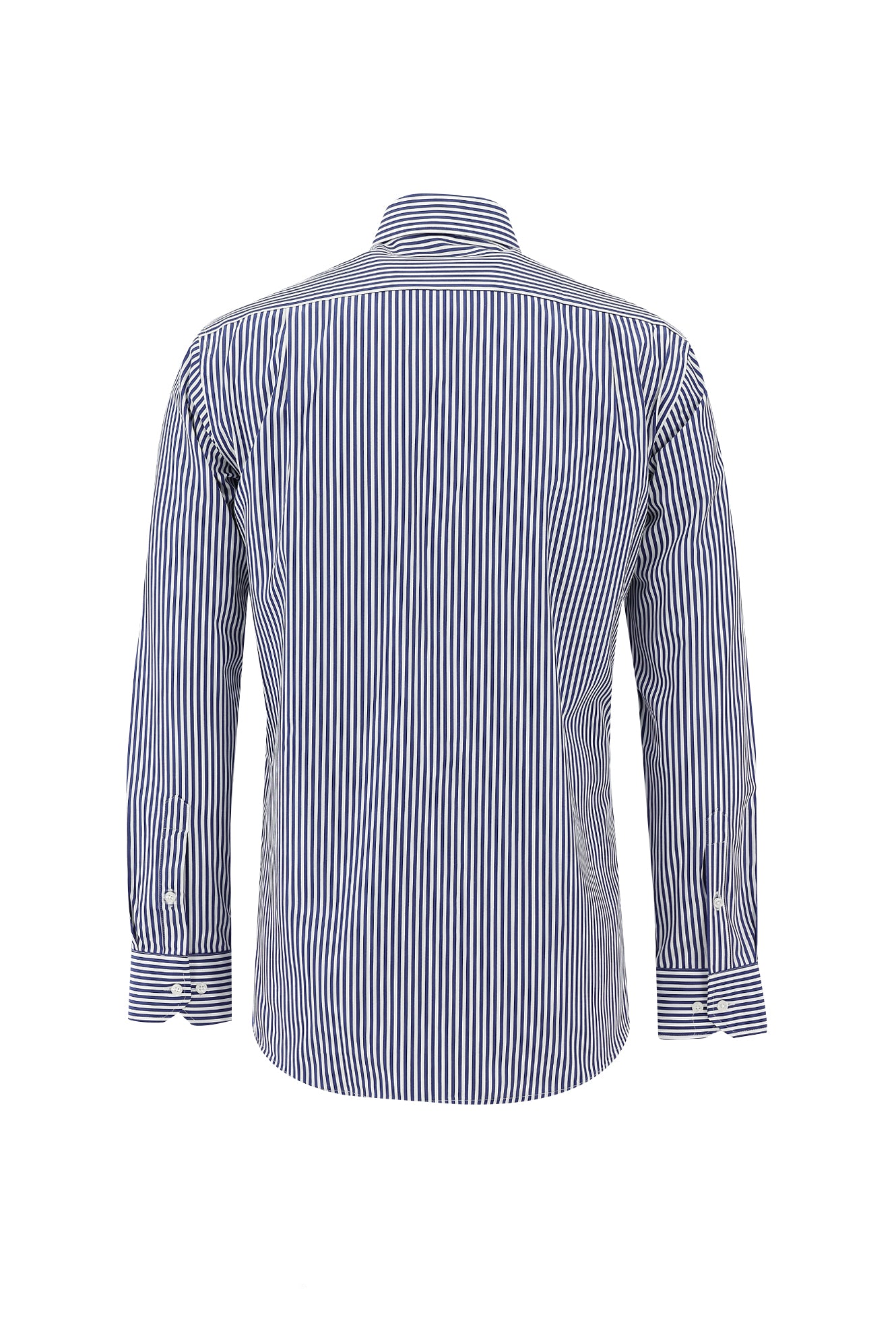 Koyu Lacivert Uzun Kol Regular Fit Çizgili Pamuk Gömlek