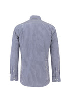 Koyu Lacivert Uzun Kol Regular Fit Çizgili Pamuk Gömlek