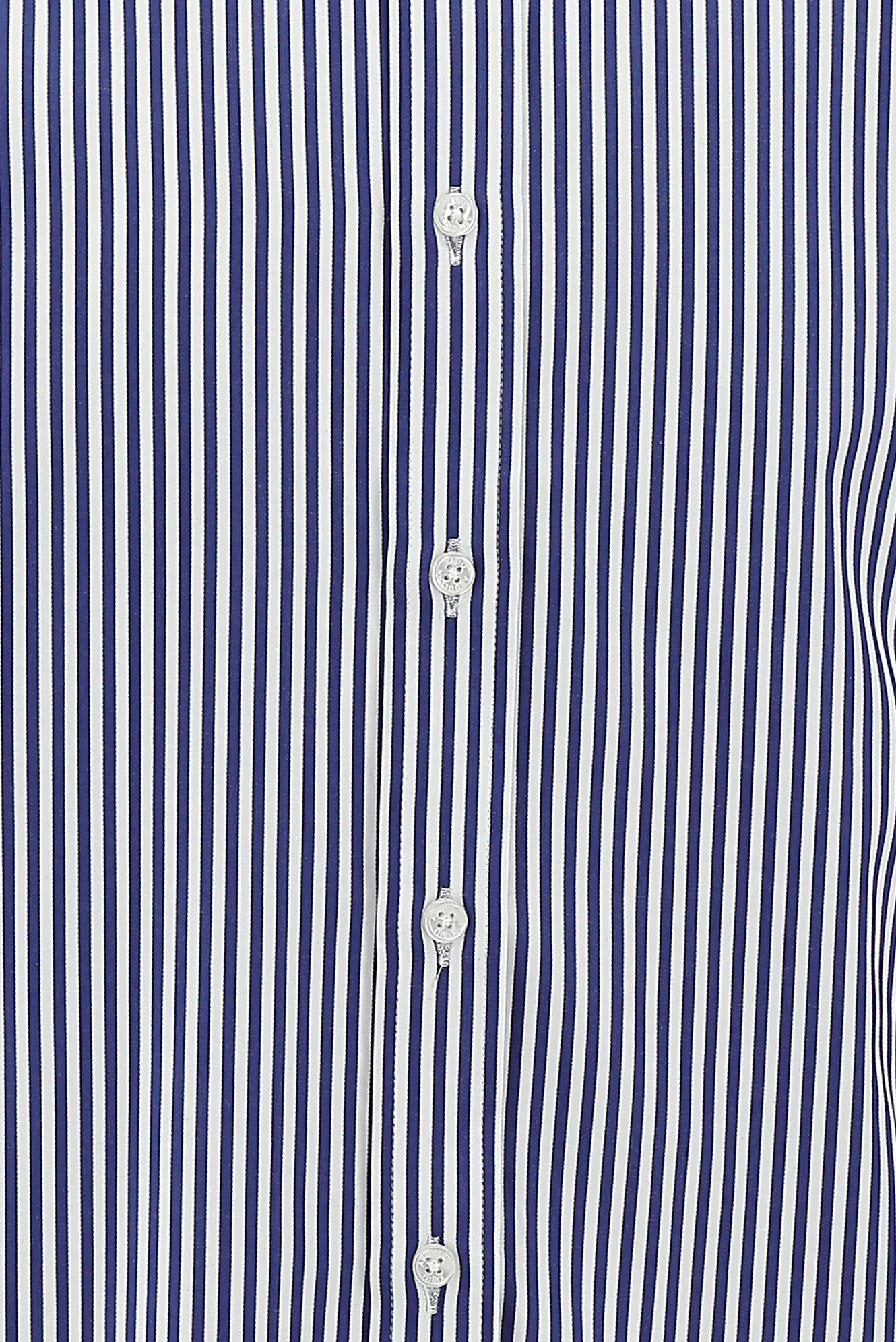 Koyu Lacivert Uzun Kol Regular Fit Çizgili Pamuk Gömlek