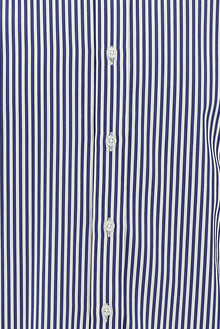 Koyu Lacivert Uzun Kol Regular Fit Çizgili Pamuk Gömlek