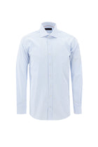 Açık Mavi Uzun Kol Regular Fit Çizgili Pamuk Gömlek