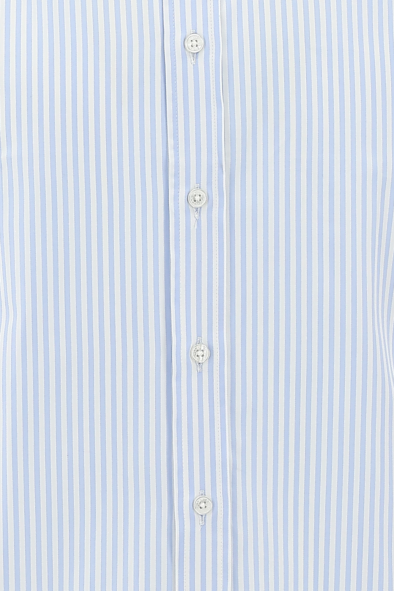 Açık Mavi Uzun Kol Regular Fit Çizgili Pamuk Gömlek