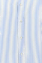 Açık Mavi Uzun Kol Regular Fit Çizgili Pamuk Gömlek