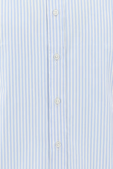 Açık Mavi Uzun Kol Regular Fit Çizgili Pamuk Gömlek