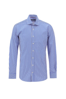 Mavi Uzun Kol Regular Fit Çizgili Pamuk Gömlek