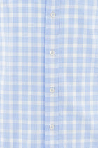 Açık Mavi Uzun Kol Regular Fit Ekose Pamuk Gömlek