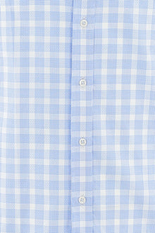 Açık Mavi Uzun Kol Regular Fit Ekose Pamuk Gömlek