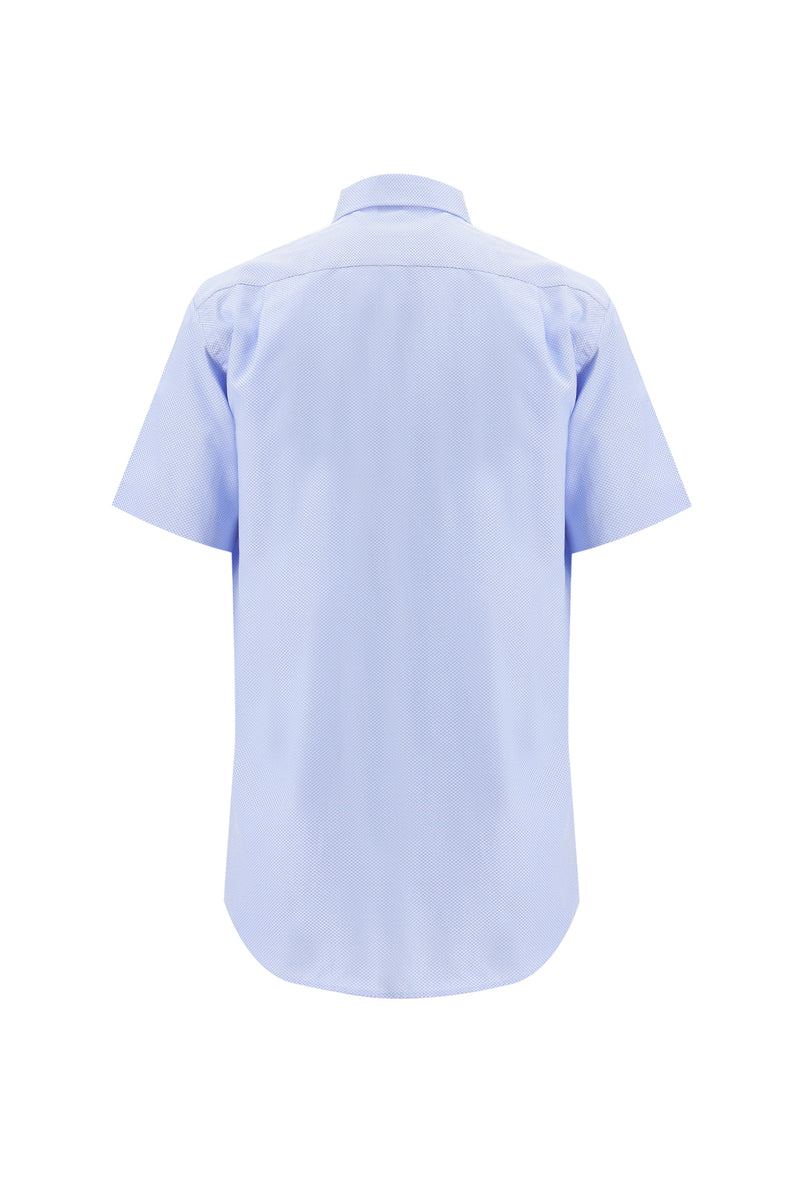 Koyu Mavi  Kısa Kol Regular Fit Desenli Pamuk Gömlek