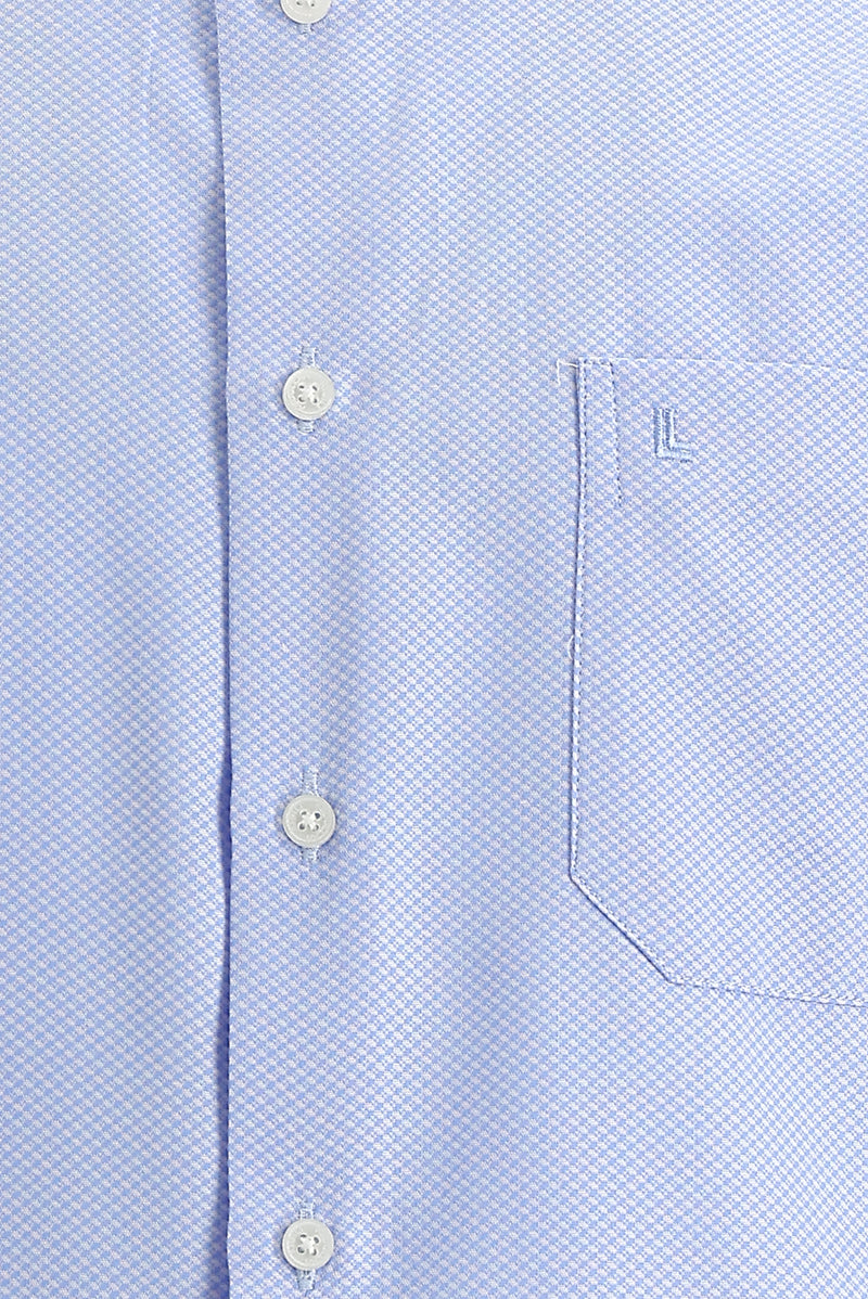 Koyu Mavi  Kısa Kol Regular Fit Desenli Pamuk Gömlek