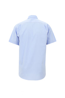 Açık Mavi Kısa Kol Regular Fit Desenli Spor Pamuk Gömlek