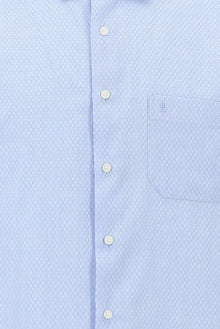 Açık Mavi Kısa Kol Regular Fit Desenli Spor Pamuk Gömlek