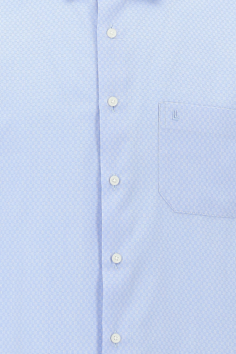 Açık Mavi Kısa Kol Regular Fit Desenli Spor Pamuk Gömlek