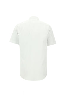 Beyaz Kısa Kol Regular Fit Desenli Pamuk Gömlek