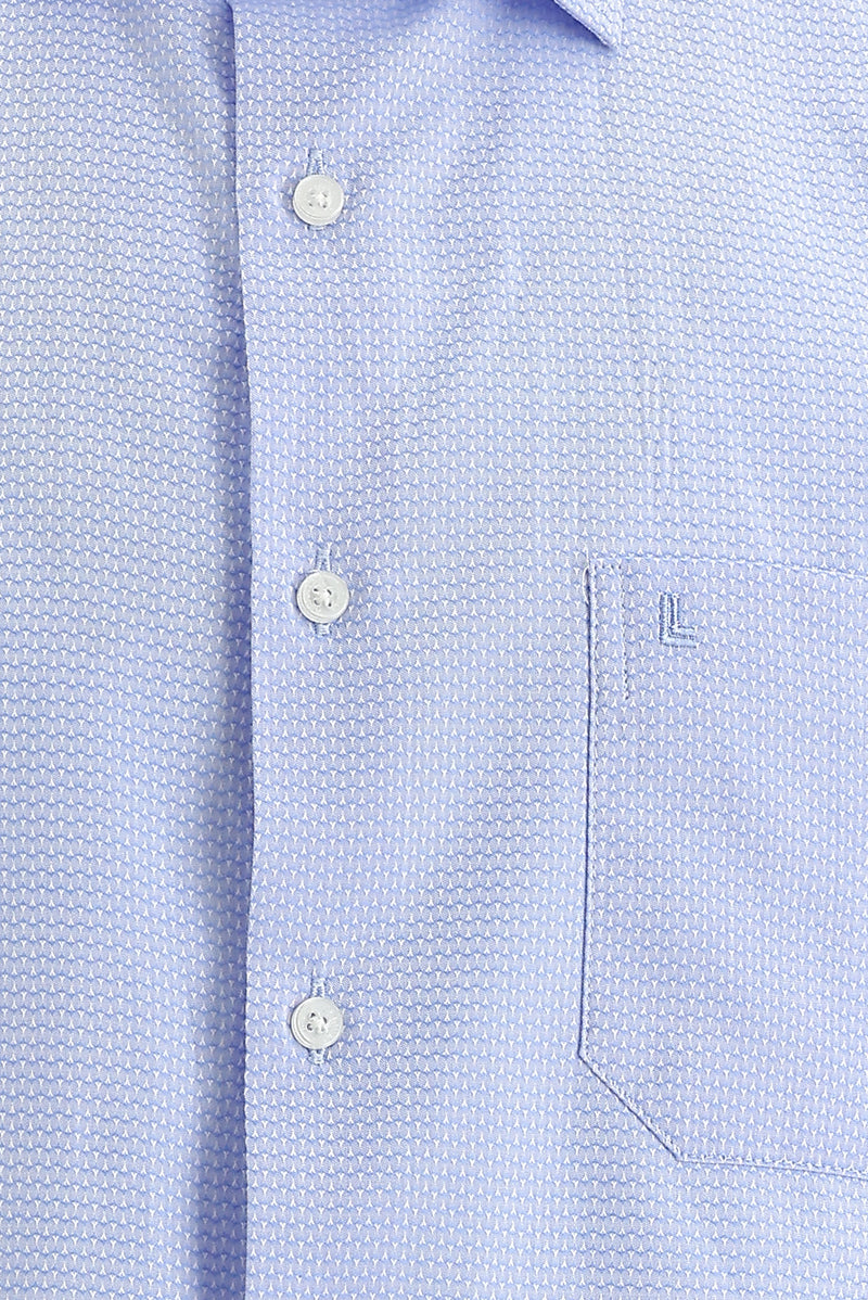 Açık Mavi Kısa Kol Regular Fit Desenli Spor Pamuk Gömlek