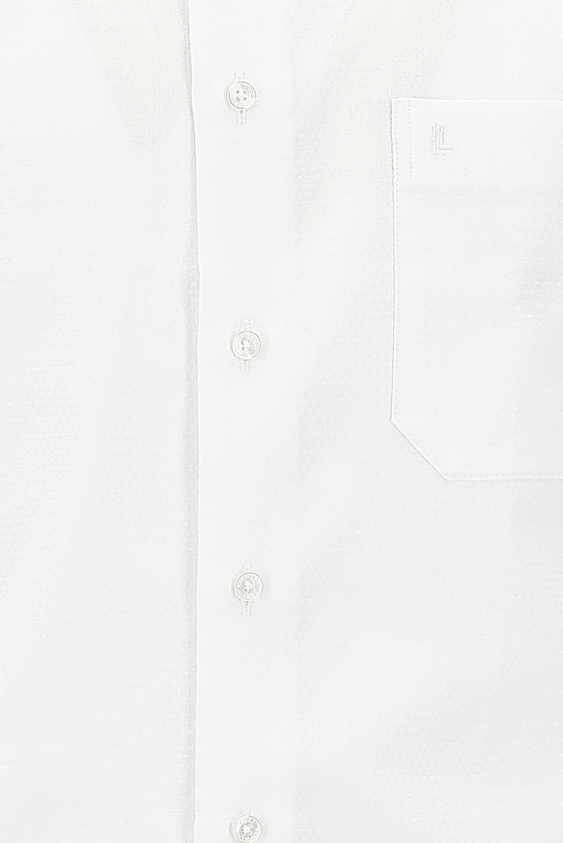 Beyaz Kısa Kol Regular Fit Desenli Pamuk Gömlek