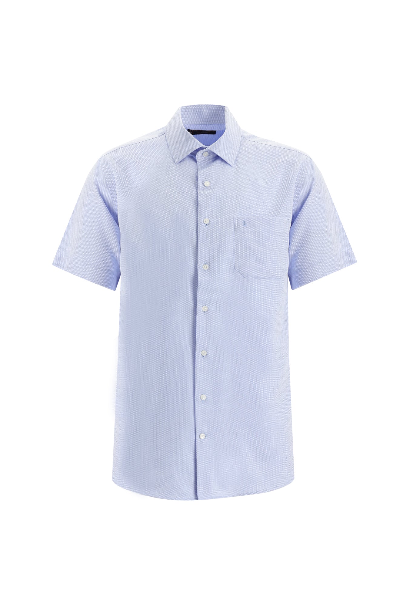 Koyu Mavi  Kısa Kol Regular Fit Desenli Spor Pamuk Gömlek