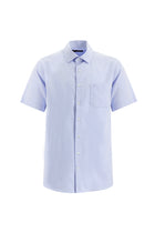 Koyu Mavi  Kısa Kol Regular Fit Desenli Spor Pamuk Gömlek