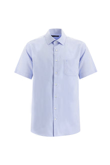 Koyu Mavi  Kısa Kol Regular Fit Desenli Spor Pamuk Gömlek