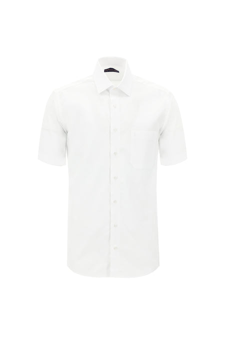 Beyaz Kısa Kol Regular Fit Pamuk Gömlek