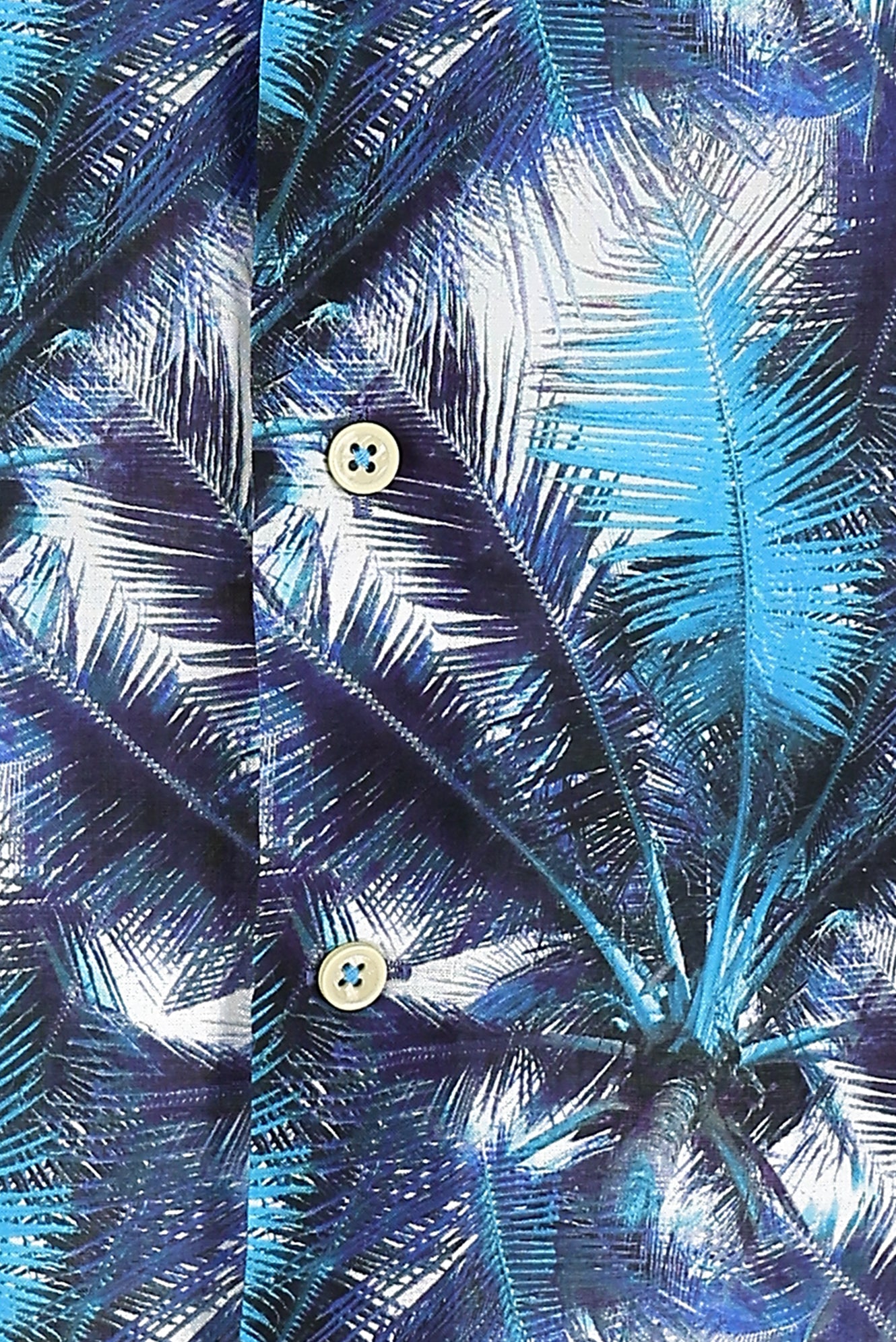 Orta Turkuaz Uzun Kol Slim Fit Dar Kesim Baskılı Pamuk Gömlek