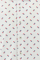 Beyaz Uzun Kol Slim Fit Dar Kesim Desenli Pamuk Gömlek