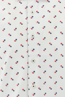 Beyaz Uzun Kol Slim Fit Dar Kesim Desenli Pamuk Gömlek