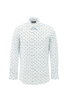 Kırık Beyaz Uzun Kol Slim Fit Dar Kesim Desenli Pamuk Gömlek