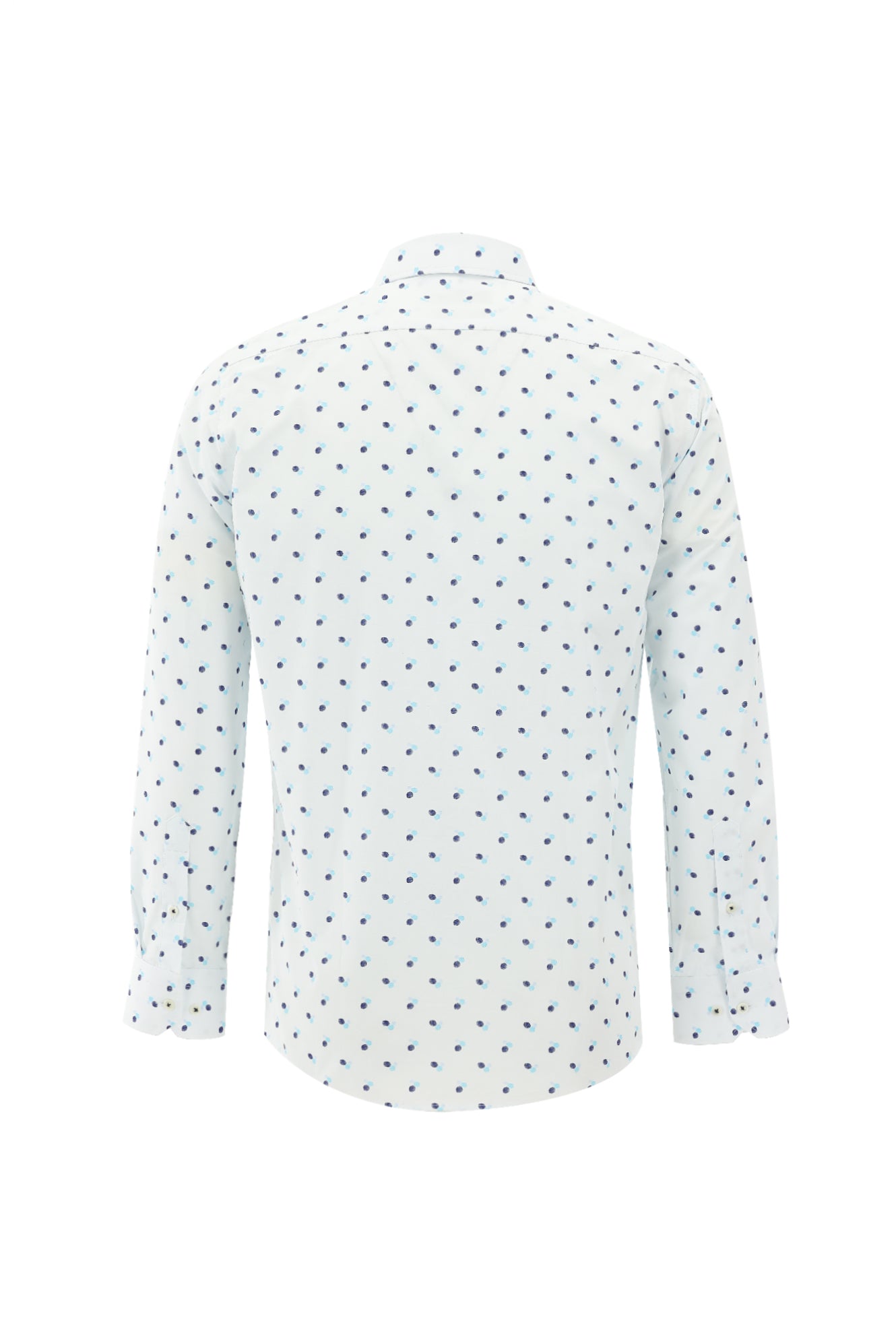 Kırık Beyaz Uzun Kol Slim Fit Dar Kesim Desenli Pamuk Gömlek