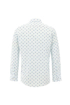 Kırık Beyaz Uzun Kol Slim Fit Dar Kesim Desenli Pamuk Gömlek