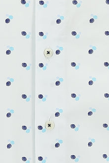 Kırık Beyaz Uzun Kol Slim Fit Dar Kesim Desenli Pamuk Gömlek