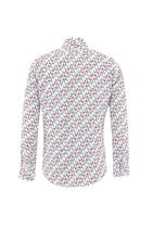 Beyaz Uzun Kol Baskılı Slim Fit Dar Kesim Pamuk Gömlek