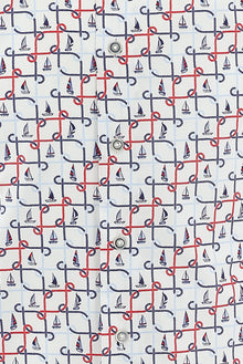 Beyaz Uzun Kol Baskılı Slim Fit Dar Kesim Pamuk Gömlek