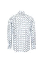 Kırık Beyaz Uzun Kol Baskılı Slim Fit Dar Kesim Pamuk Gömlek